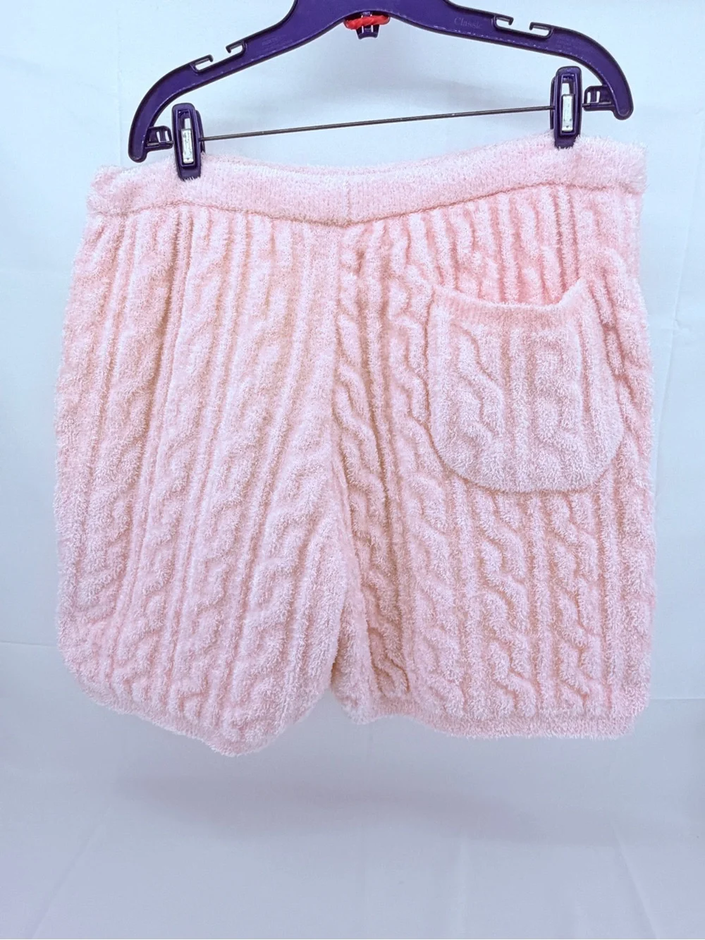 RARE Golf Wang Pink Very Fuzzy Furry Cable Knit Streetwear Shorts, Mens sz L